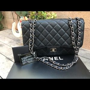 Chanel Quilted Caviar Leather Double Flap Bag